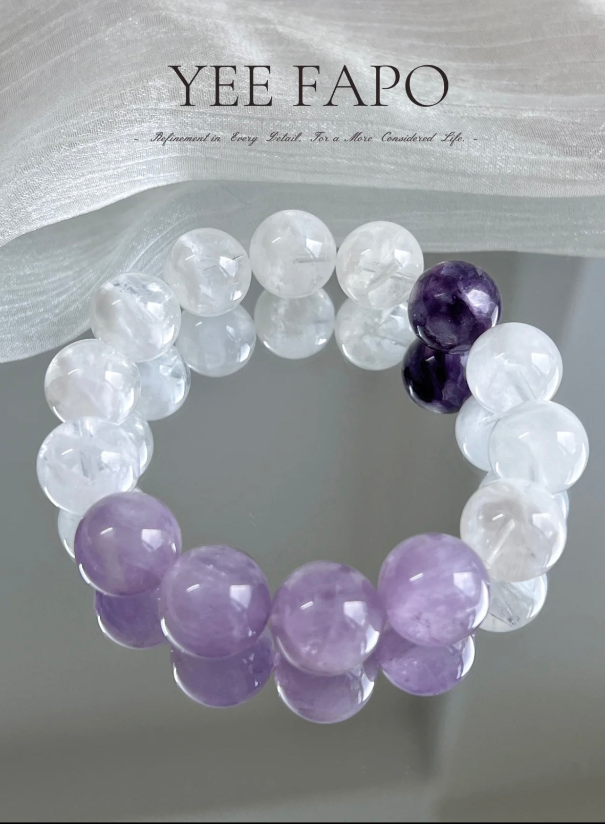 Snow Phantom, Lavender Amethyst & Purple Phantom Crystal Bracelet • Gentle & Ethereal Natural Crystal Bracelet