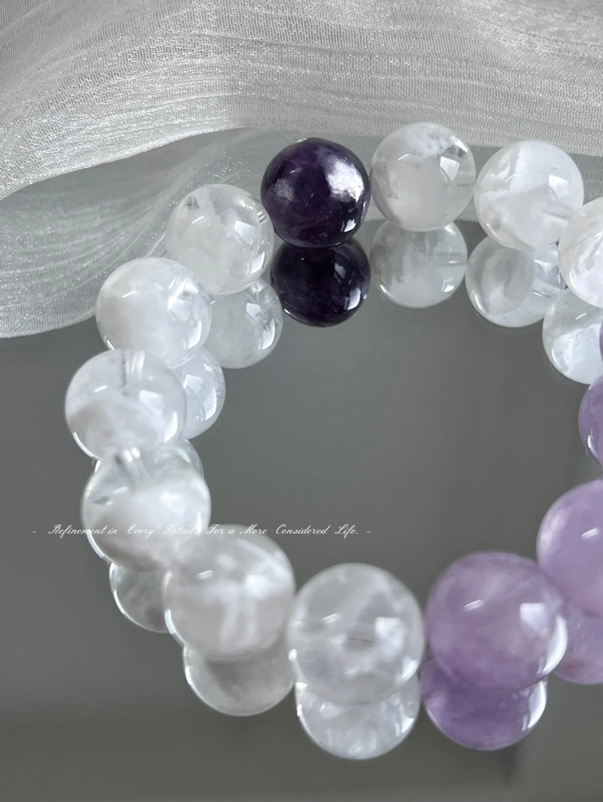 Snow Phantom, Lavender Amethyst & Purple Phantom Crystal Bracelet • Gentle & Ethereal Natural Crystal Bracelet