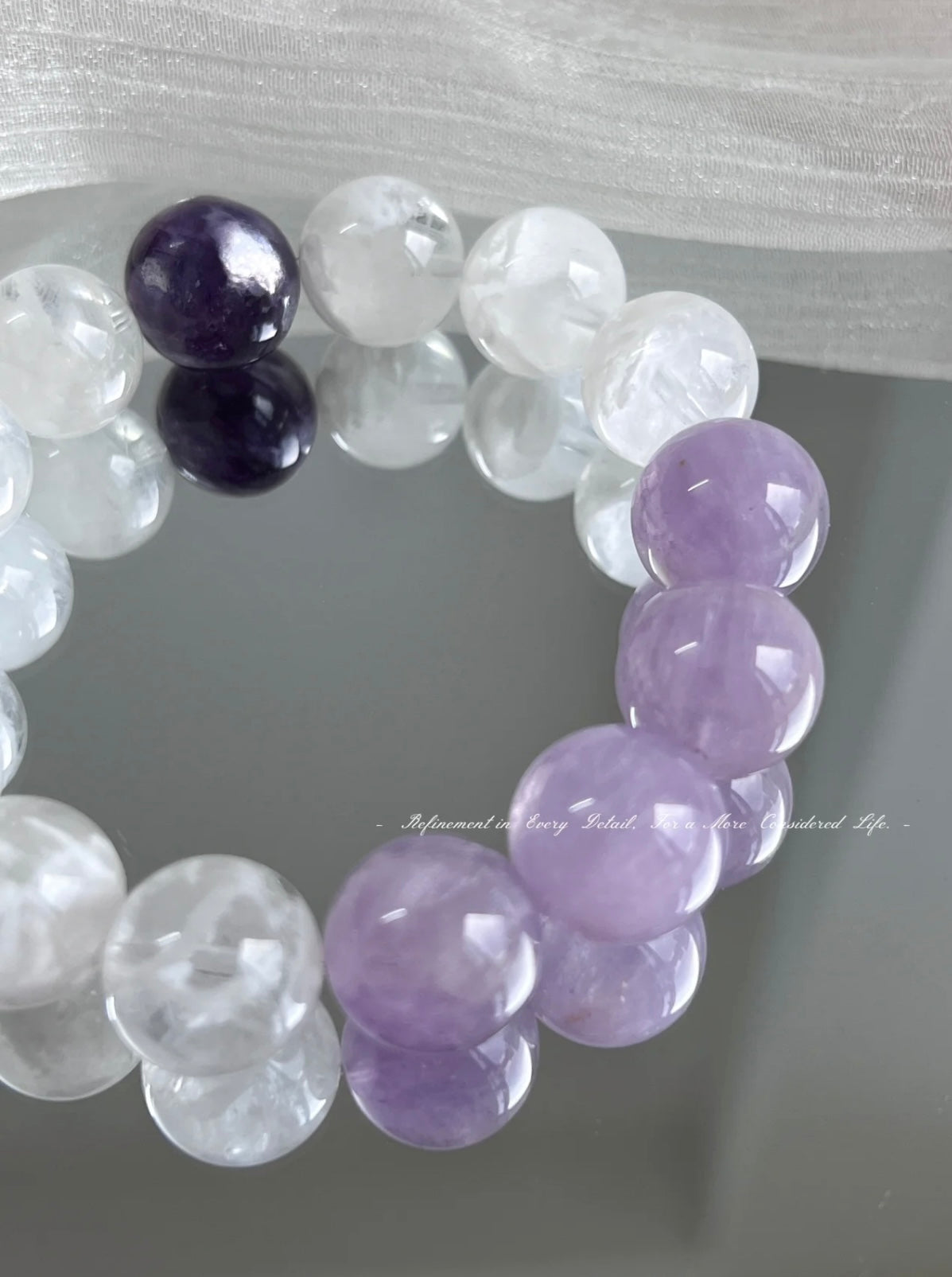 Snow Phantom, Lavender Amethyst & Purple Phantom Crystal Bracelet • Gentle & Ethereal Natural Crystal Bracelet