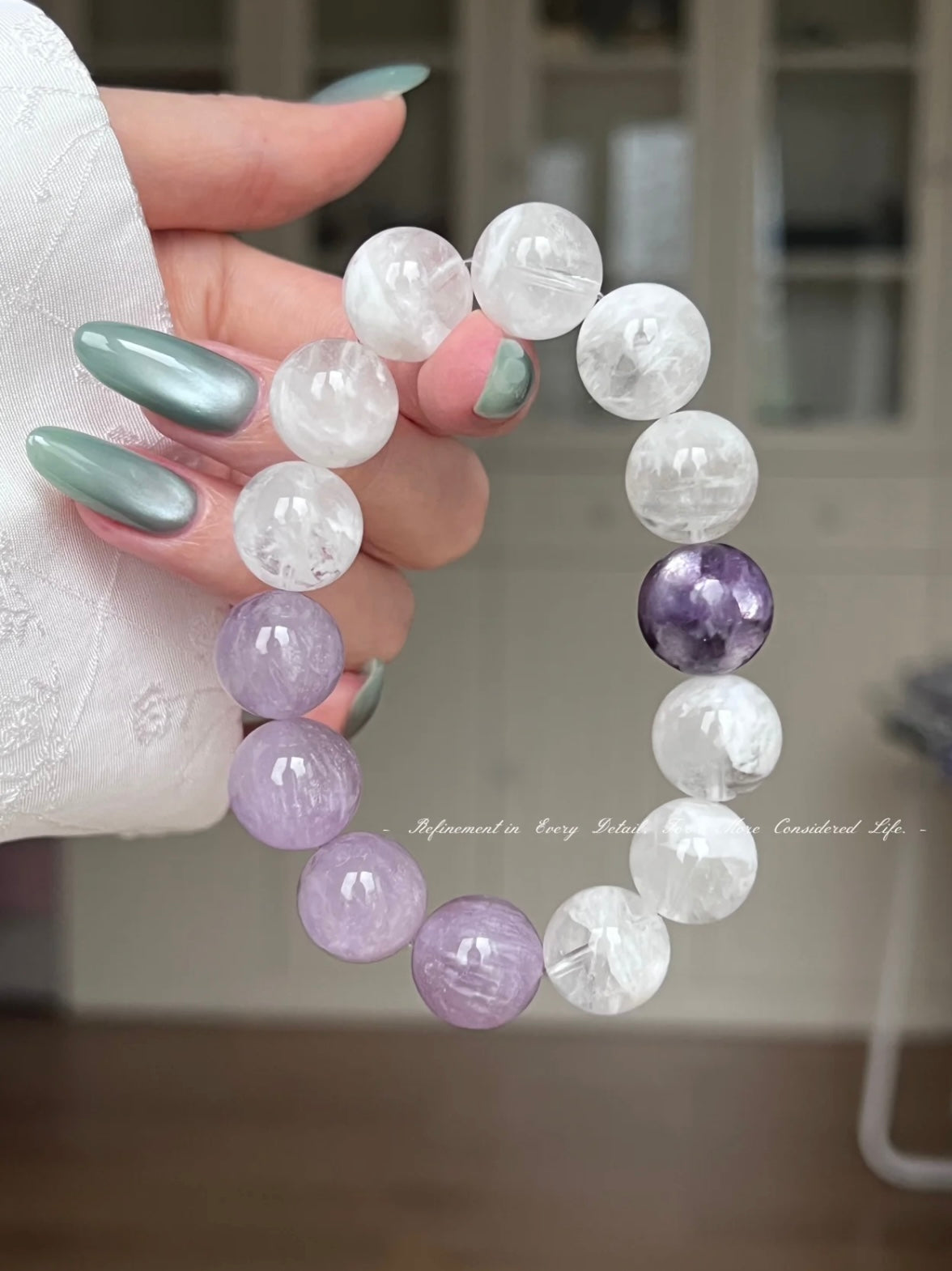 Snow Phantom, Lavender Amethyst & Purple Phantom Crystal Bracelet • Gentle & Ethereal Natural Crystal Bracelet