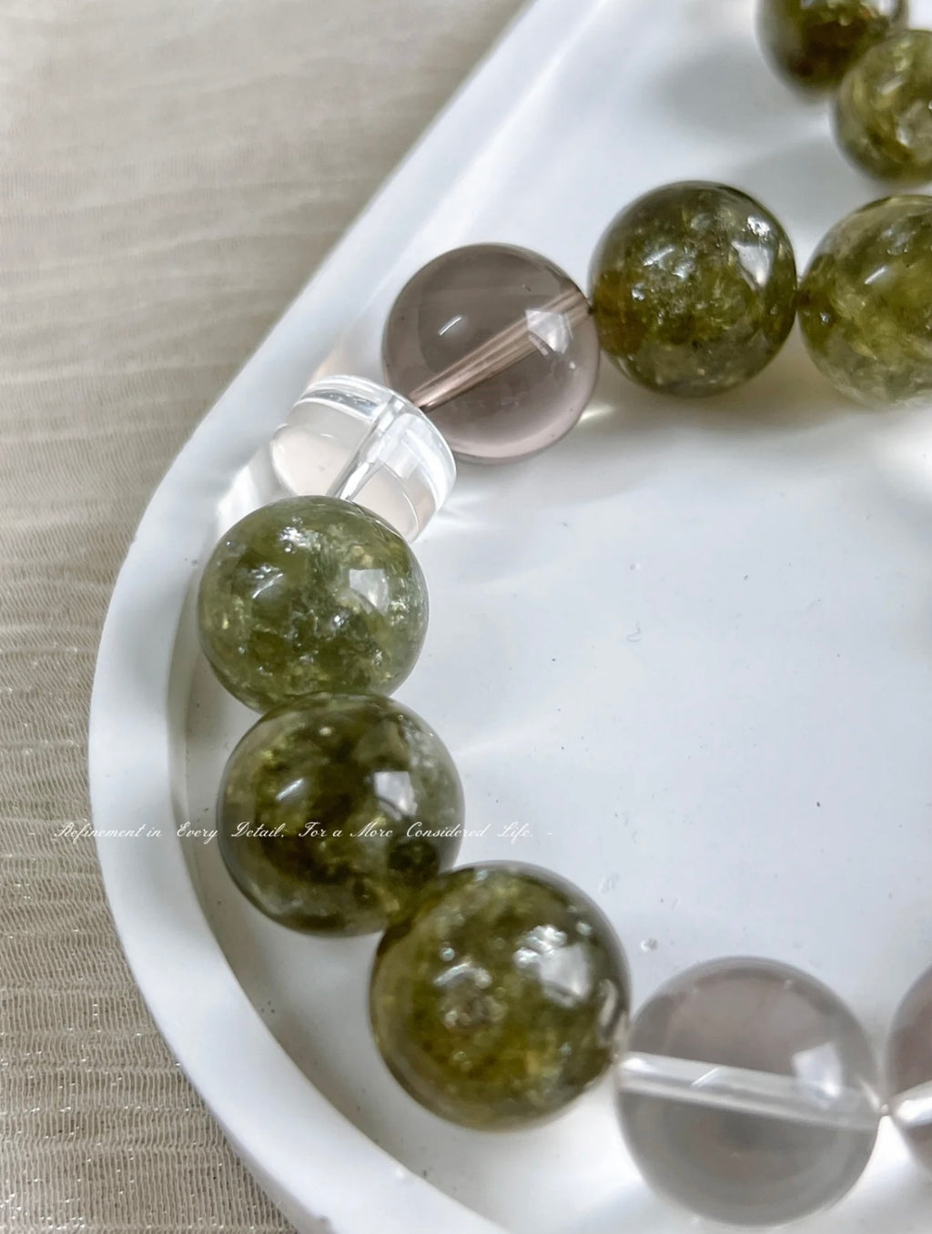 Emerald Quartz, Smoky Quartz & Snow Phantom Crystal Bracelet • Natural Forest-style Crystal Jewelry • Green Tone for Spring & Summer Layering